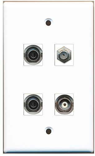 RiteAV - 1 Port Coax Cable TV- F-Type 2 Port 3.5mm 1 Port BNC Wall Plate
