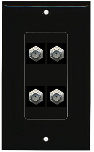 RiteAV (1 Gang Decorative) 4 Coax Black Wall Plate Black
