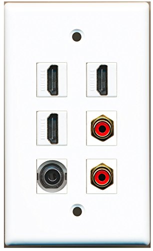 RiteAV - 3 HDMI 2 Port RCA Red 1 Port 3.5mm Wall Plate