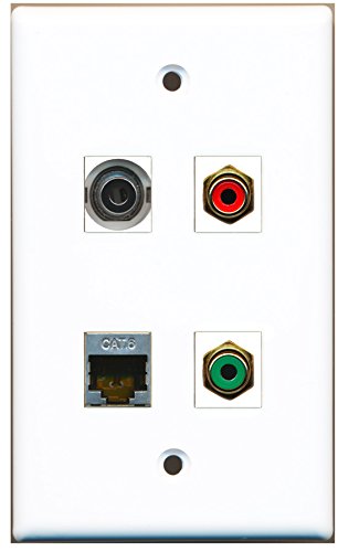 RiteAV - 1 Port RCA Red 1 Port RCA Green 1 Port Shielded Cat6 Ethernet 1 Port 3.5mm Wall Plate
