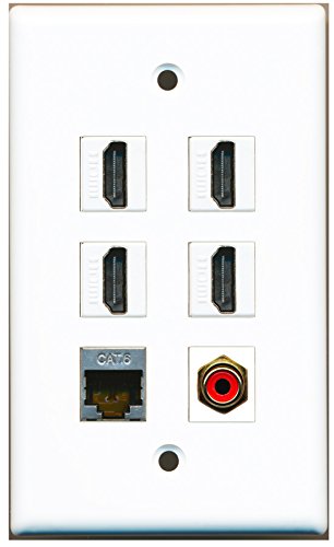 RiteAV - 4 HDMI 1 Port RCA Red 1 Port Shielded Cat6 Ethernet Wall Plate