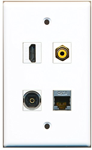 RiteAV - 1 Port HDMI 1 Port RCA Yellow 1 Port Shielded Cat6 Ethernet 1 Port Toslink Wall Plate