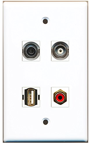 RiteAV - 1 Port RCA Red 1 Port USB A-A 1 Port 3.5mm 1 Port BNC Wall Plate
