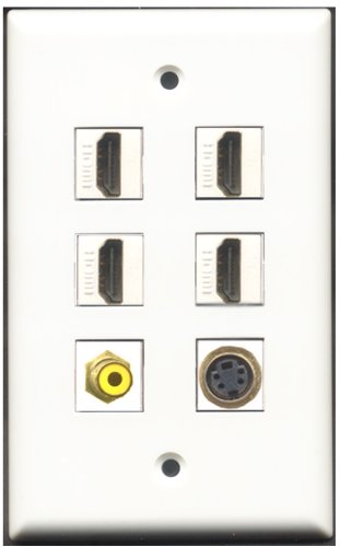 RiteAV - 4 Port HDMI 1 RCA Yellow 1 S-Video Wall Plate