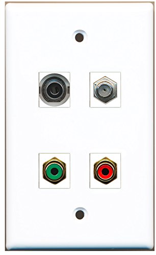 RiteAV - 1 Port RCA Red 1 Port RCA Green 1 Port Coax Cable TV- F-Type 1 Port 3.5mm Wall Plate