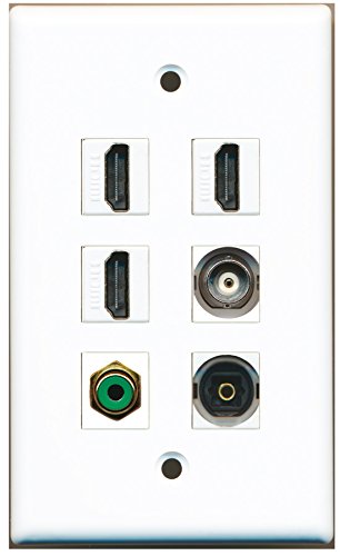 RiteAV - 3 HDMI 1 Port RCA Green 1 Port Toslink 1 Port BNC Wall Plate