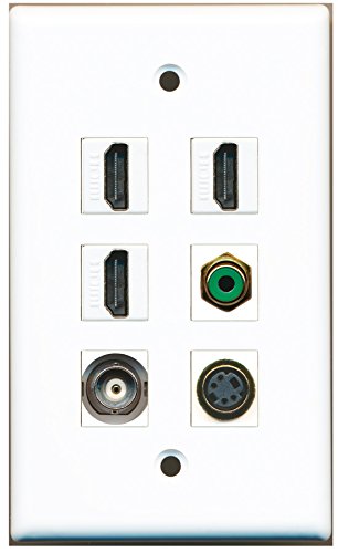 RiteAV - 3 HDMI 1 Port RCA Green 1 Port S-Video 1 Port BNC Wall Plate