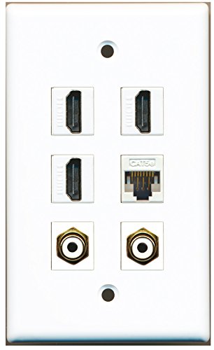 RiteAV - 3 HDMI 2 Port RCA White 1 Port Cat5e Ethernet White Wall Plate