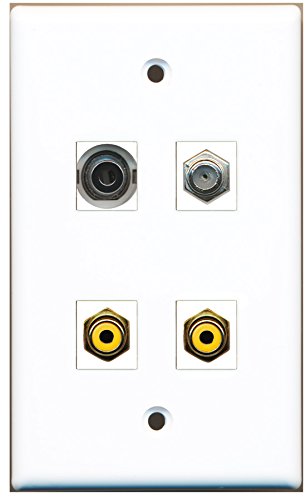 RiteAV - 2 Port RCA Yellow 1 Port Coax Cable TV- F-Type 1 Port 3.5mm Wall Plate