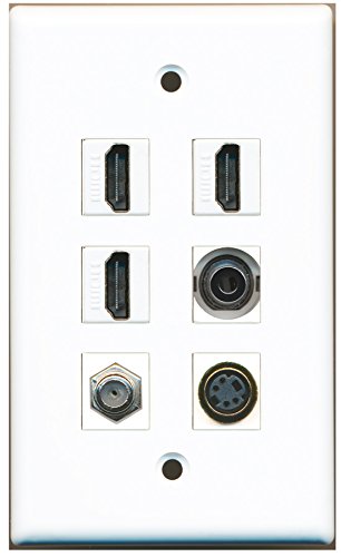 RiteAV - 3 HDMI 1 Port Coax Cable TV- F-Type 1 Port S-Video 1 Port 3.5mm Wall Plate