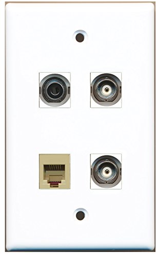 RiteAV - 1 Port Phone RJ11 RJ12 Beige 1 Port 3.5mm 2 Port BNC Wall Plate