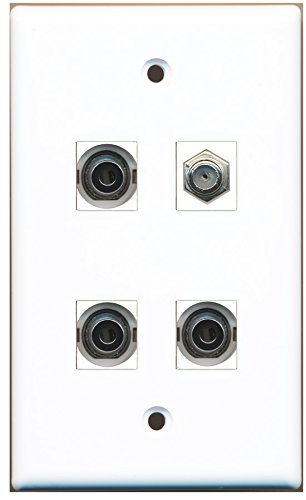 RiteAV - 1 Port Coax Cable TV- F-Type 3 Port 3.5mm Wall Plate