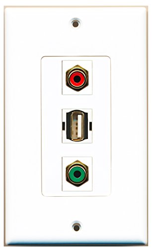 RiteAV - 1 Port RCA Red and 1 Port RCA Green and 1 Port USB A-A Decorative Wall Plate Decorative