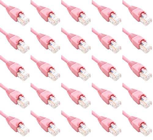 Pack of 250 - Pink 1FT Cat6 Ethernet Network Cable Lan Internet Patch Cord RJ45 Gigabit