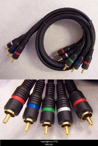 RiteAV - 3 feet Component Video Cable and Dual RCA Audio, 5 RCA, HDTV - Black