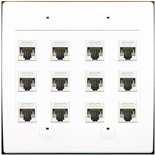 RiteAV 12 Cat5E Wall Plate White