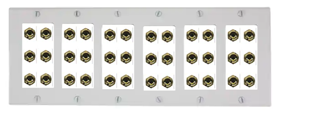 RiteAV - 6 Gang 18 Pair Banana Wall Plate White