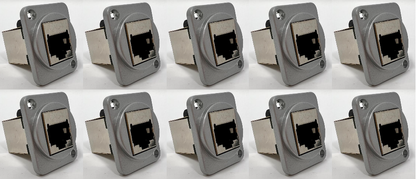 Cat 6A D Series Chassis Panel Mount Connector Pass Through Solderless Bulkhead Coupler, Silver Metal Housing