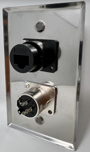 1 Port Cat6/1 Port XLR 3 Pole Female D Series Heavy Duty Stainless Steel Wall Plate