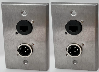 1 Port Cat6/1 Port XLR 3 Pole Male D Series Heavy Duty Stainless Steel Wall Plate