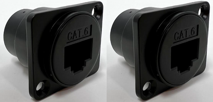 Cat 6 D Series  Heavy Duty Chassis Panel Mount Connector Pass Through Solderless Bulkhead Coupler, Black Metal Housing