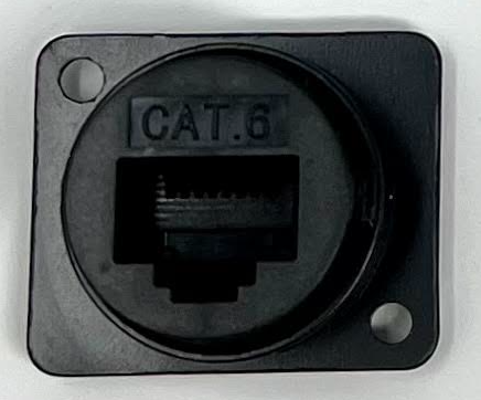 Cat 6 D Series  Heavy Duty Chassis Panel Mount Connector Pass Through Solderless Bulkhead Coupler, Black Metal Housing