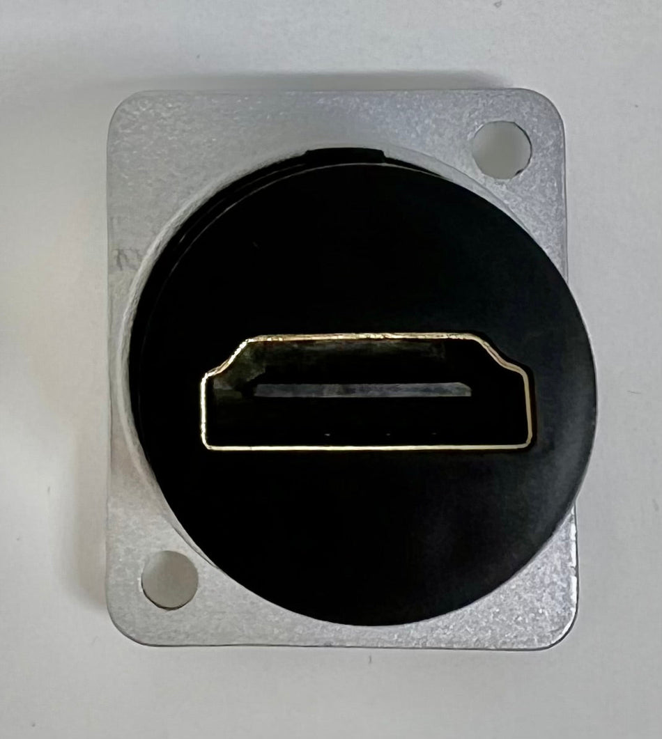 HDMI D Series Heavy Duty Chassis Panel Mount Connector Pass Through Solderless Bulkhead Coupler, Silver Metal Housing - HDMI Straight Exit