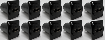 HDMI D Series Heavy Duty Chassis Panel Mount Connector Pass Through Solderless Bulkhead Coupler, Black Metal Housing - HDMI Angled Exit