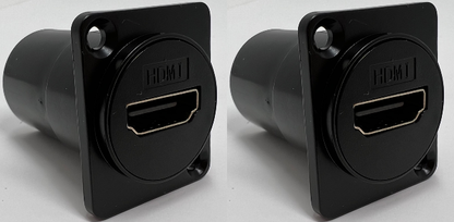 HDMI D Series Heavy Duty Chassis Panel Mount Connector Pass Through Solderless Bulkhead Coupler, Black Metal Housing - HDMI Angled Exit