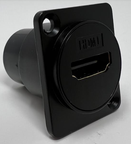 HDMI D Series Heavy Duty Chassis Panel Mount Connector Pass Through Solderless Bulkhead Coupler, Black Metal Housing - HDMI Straight Exit