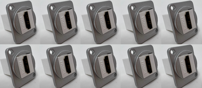 HDMI D Series Chassis Panel Mount Connector Pass Through Solderless Bulkhead Coupler, Silver Metal Housing/White HDMI