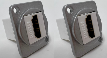 HDMI D Series Chassis Panel Mount Connector Pass Through Solderless Bulkhead Coupler, Silver Metal Housing/White HDMI