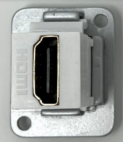 HDMI D Series Chassis Panel Mount Connector Pass Through Solderless Bulkhead Coupler, Silver Metal Housing/White HDMI