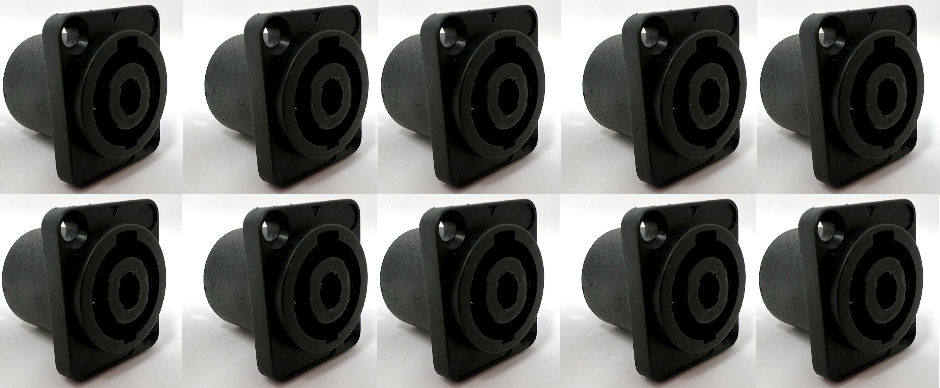 4 Pole Speaker Box Female D Series Heavy Duty Chassis Panel Mount Connector Bulkhead Coupler, Black Housing/Solder Contacts on back