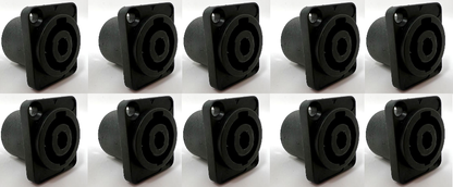 4 Pole Speaker Box Female D Series Heavy Duty Chassis Panel Mount Connector Bulkhead Coupler, Black Housing/Solder Contacts on back