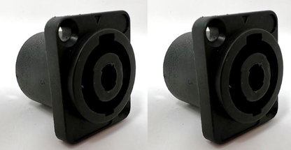 4 Pole Speaker Box Female D Series Heavy Duty Chassis Panel Mount Connector Bulkhead Coupler, Black Housing/Solder Contacts on back