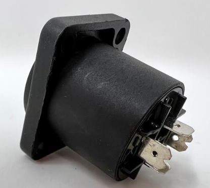 4 Pole Speaker Box Female D Series Heavy Duty Chassis Panel Mount Connector Bulkhead Coupler, Black Housing/Solder Contacts on back