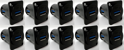 Products USB 3.0 A-type Female D Series Heavy Duty Chassis Panel Mount Connector Pass Through Solderless Bulkhead Coupler, Black Metal Housing/Angled Exit