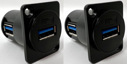 Products USB 3.0 A-type Female D Series Heavy Duty Chassis Panel Mount Connector Pass Through Solderless Bulkhead Coupler, Black Metal Housing/Angled Exit