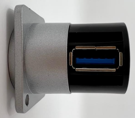 Products USB 3.0 A-type Female D Series Heavy Duty Chassis Panel Mount Connector Pass Through Solderless Bulkhead Coupler, Silver Metal Housing/Angled Exit