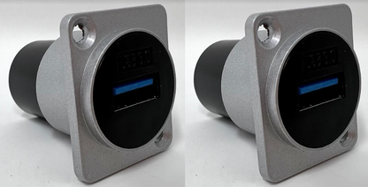 USB 3.0 A-type Female D Series Heavy Duty Chassis Panel Mount Connector Pass Through Solderless Bulkhead Coupler, Silver Metal Housing