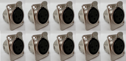 XLR 3 Pole Female D Series Heavy Duty Chassis Panel Mount Connector Bulkhead Coupler, Silver Metal Housing/Solder Contacts on back